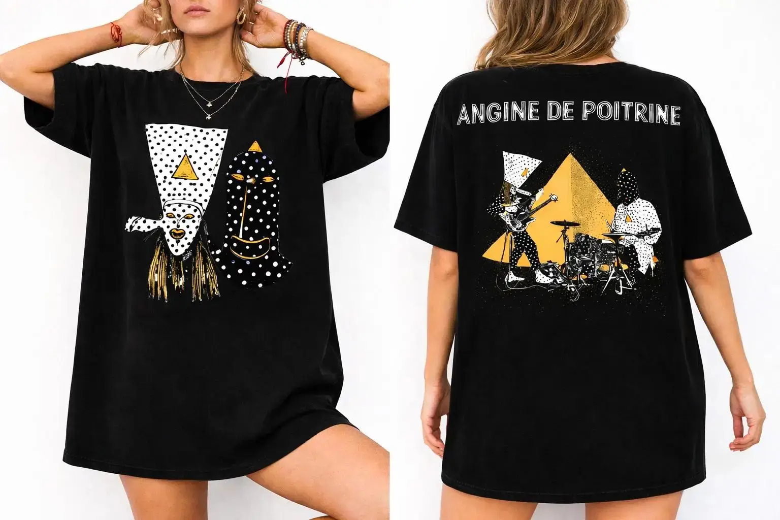 Rock Punk T-shirt Angine De Poitrine Patterned Shirt for Angine De Poitrine 2026 North American Tour Dates Couple Tops Unisex