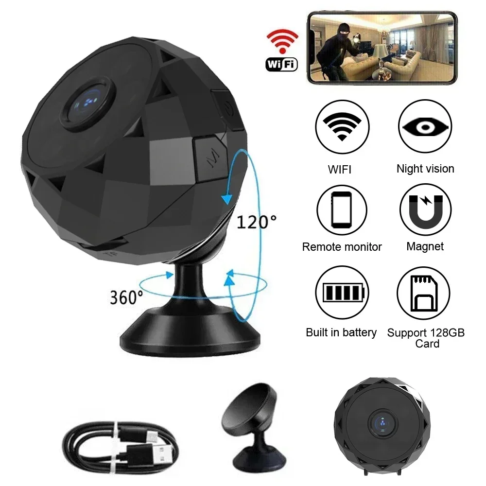 WK16 Mini Wifi Wireless Home Security Camera Strong Magnet Automatic Night Vision Body Intelligent Camera Indoor Outdoor for Pet