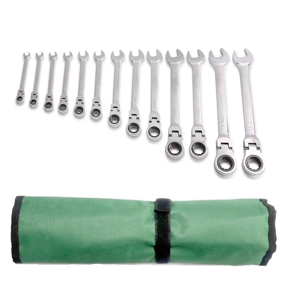 Ratchet Wrench Combination Wrench Set with Flexible Head, Socket Wrench Set, Serial Gear Ring Torque Key Wrench Car Repair Tool