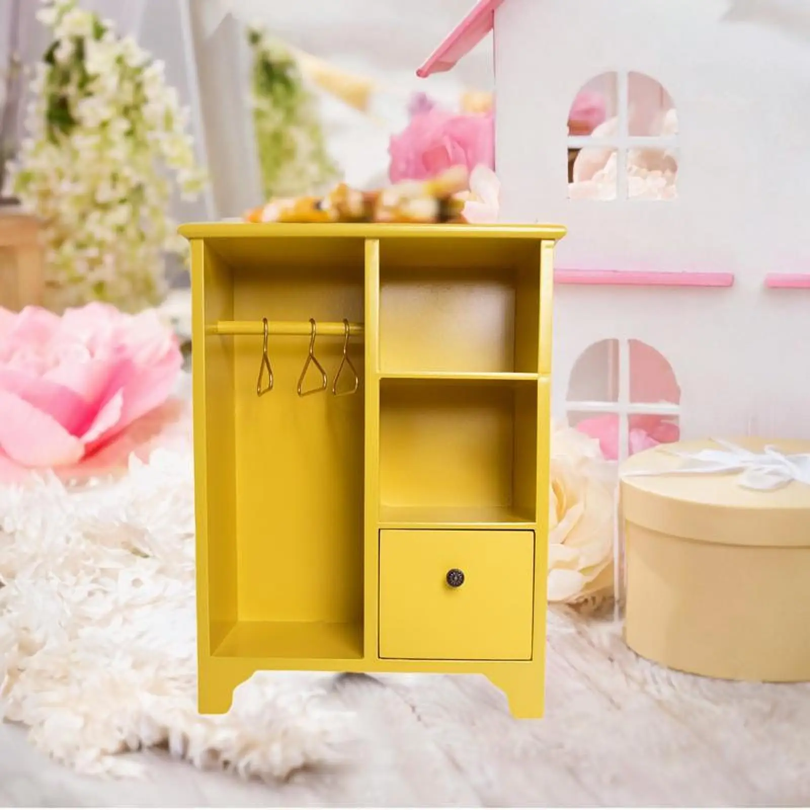 1:12 poppenhuis kledingkast miniatuur houten meubilair fantasiespel speelgoed pop speelgarderobe