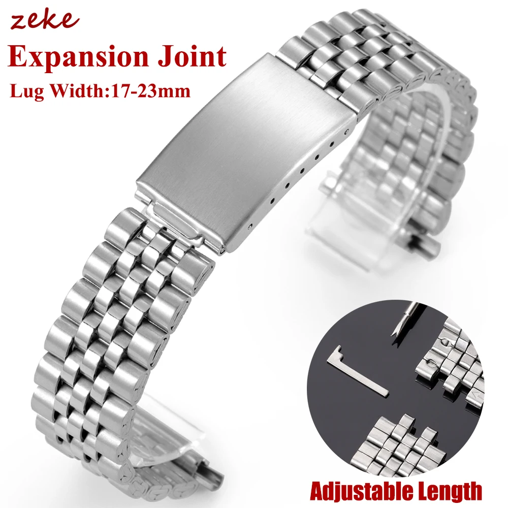 Silbernes Edelstahl-Uhrenarmband, 18 mm, 19 mm, 20 mm, 21 mm, 22 mm, Metallarmband mit Faltschließe, universelles Uhrenarmband für Männer und Frauen