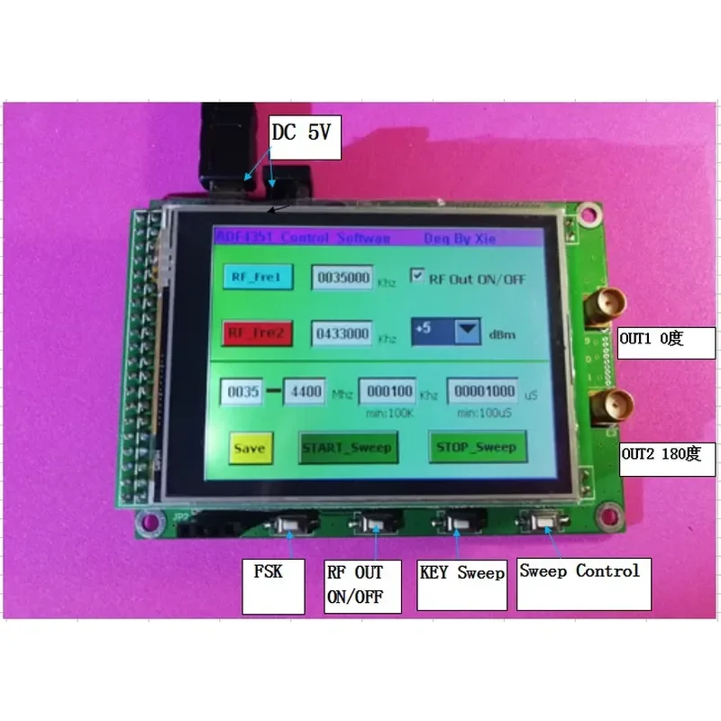 ADF4351 Module With TFT Color Touch Screen STM32 Frequency Sweep RF Signal Source Generator For Radio Frequency Testing