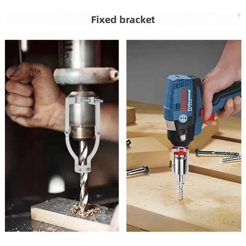 Jua3 Woodworking Mortise Bracket with Square Holes Hand Drill Stand for Square Hole Fixing & Drilling Bits