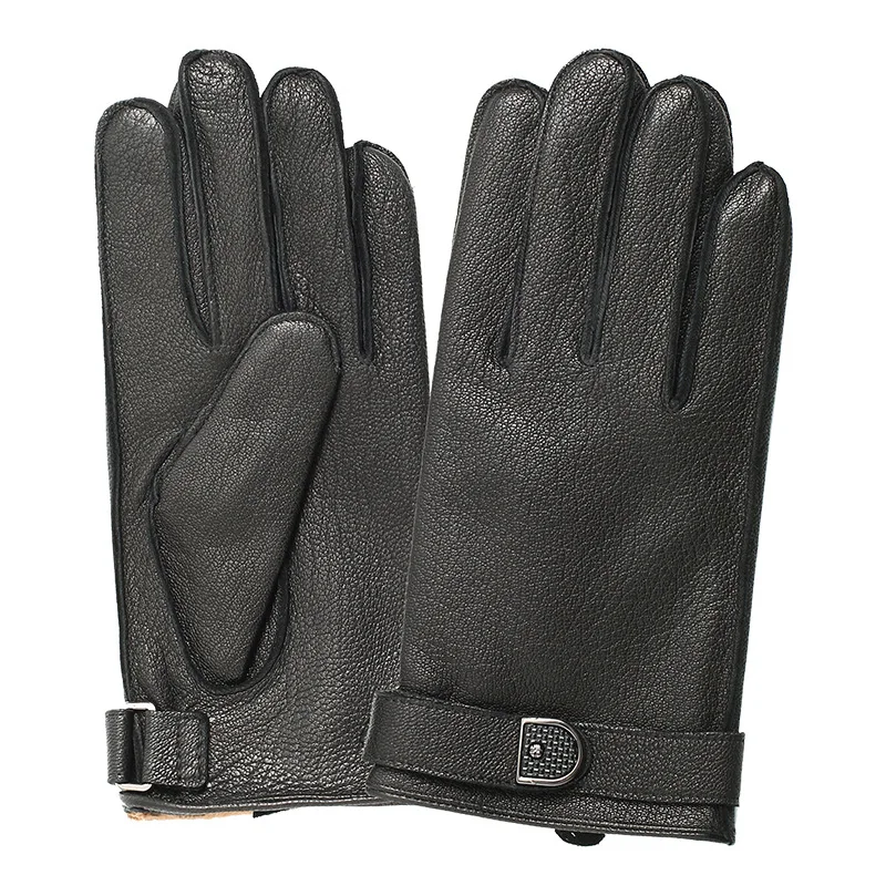 Mens Leather Gloves Touchscreen Cold Weather Gloves Leather Driving Glove Wool Lined-Soft Comfortable Lambskin