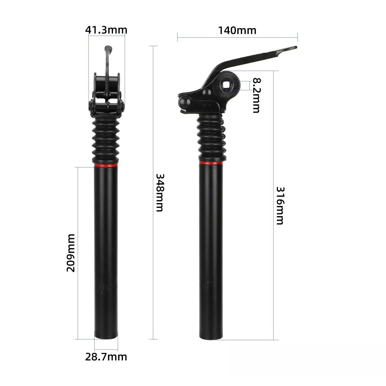 28.6mm Electric Scooter Suspension Seatpost Shock Absorbing Modified Seat Tube Replacement Saddle Post