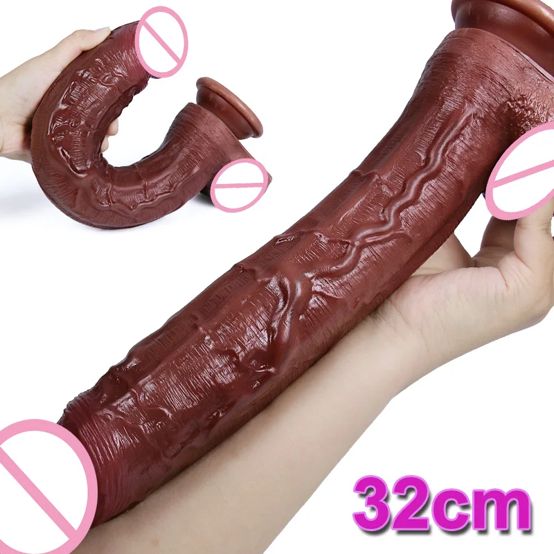 32cm Huge Dildo Realistic Cock for Women Anal Sex Toy Huge Big Fake Penis with Suction Cup Flexible G-spot Curved Shaft and Ball