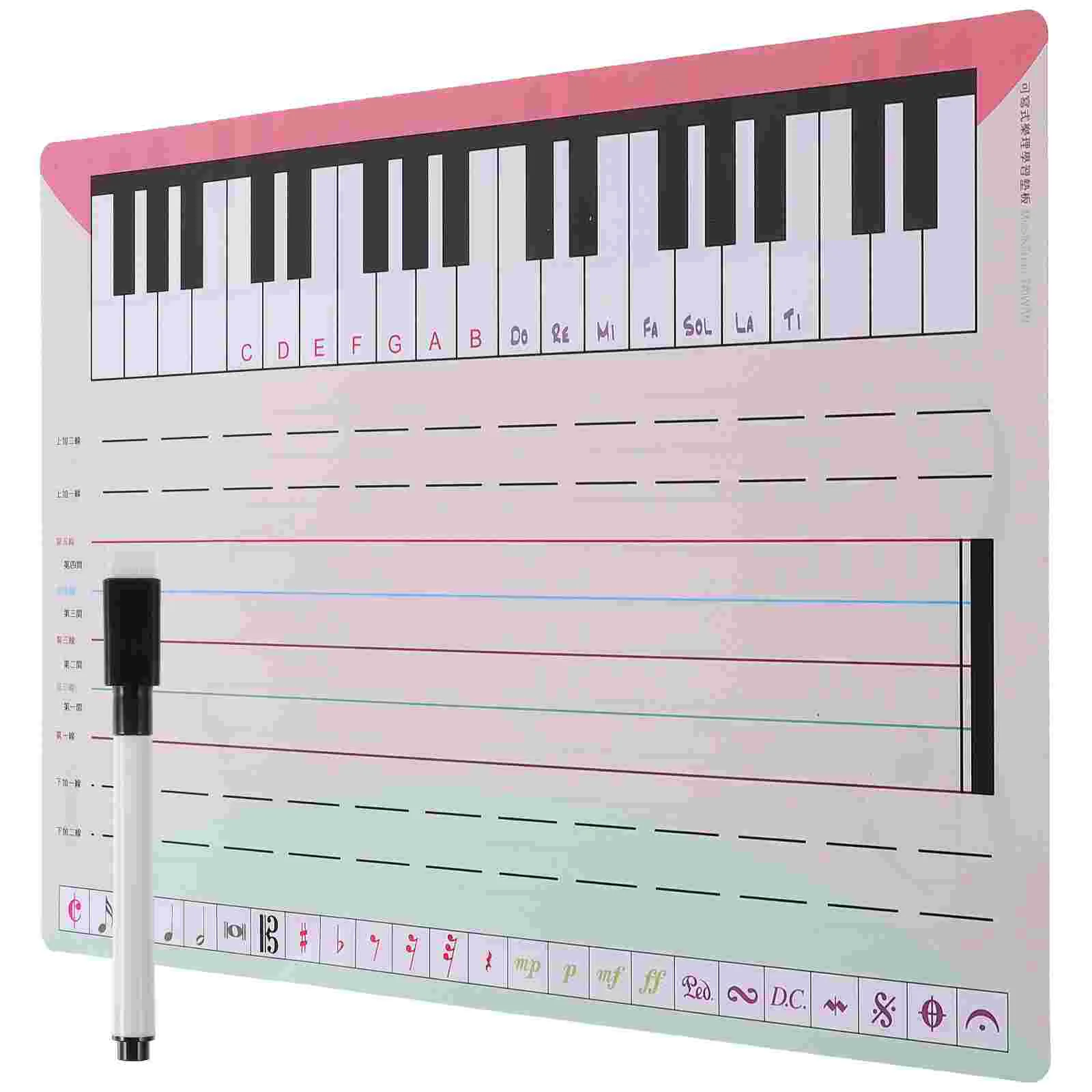 Tragbare Tastatur Personal Whiteboard Aufkleber Musiknote Lehre Praxis Werkzeug Stave Pet Löschbare Film Boards