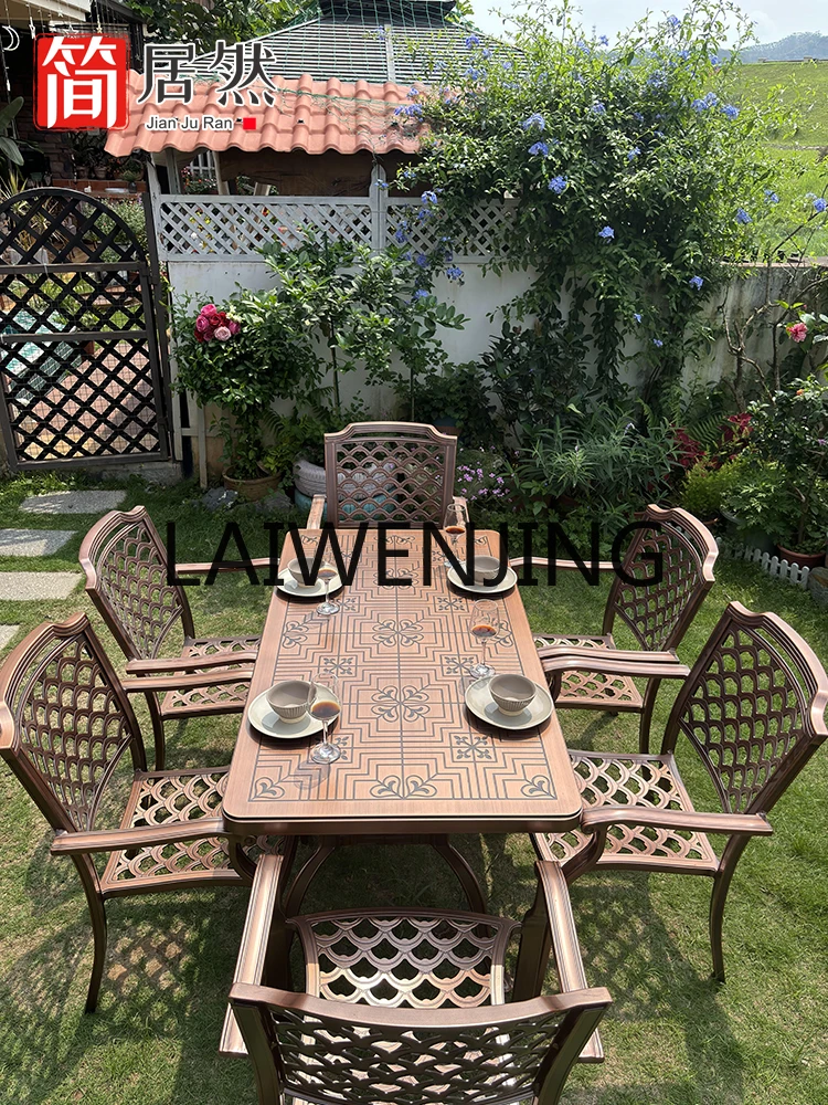 RWJ Courtyard Aluminum Alloy Villa Garden Occasional Table and Chair Sunshine Room Outdoor Dining Table