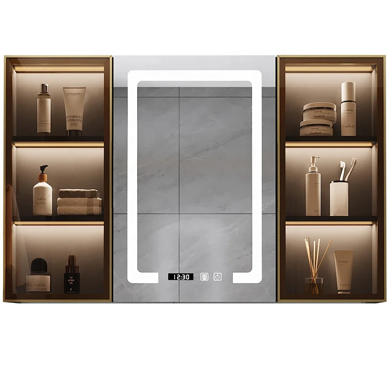 

Safe Package Customized Size Stainless sheet Frame Bathroom with Led Mirror Medicine Cabinet