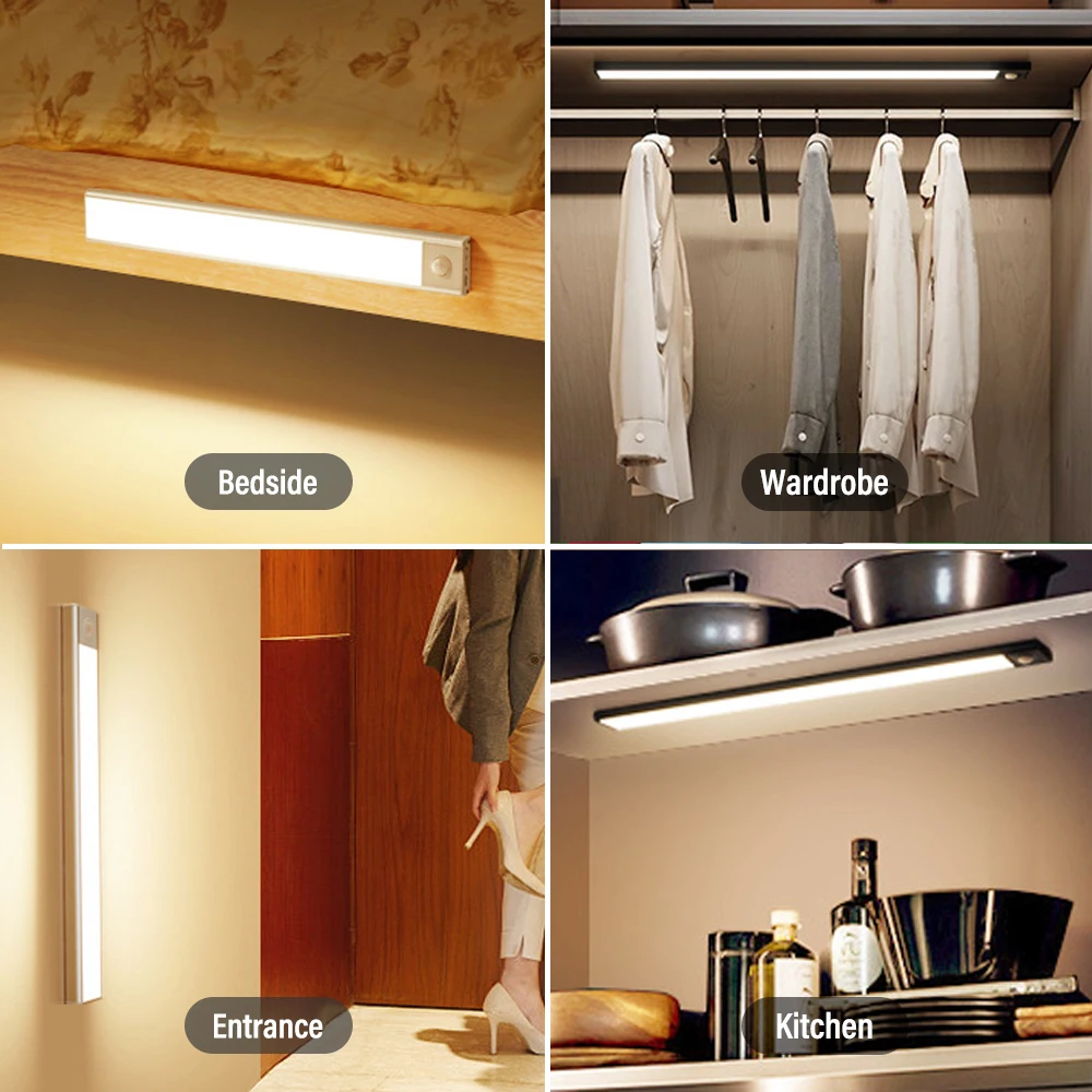 Luce notturna a LED LiHangStar luce da parete con rilevamento del movimento Wireless ultrasottile armadio di ricarica USB armadio camera da letto corridoio luce notturna