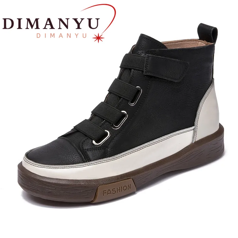 DIMANYU Ladies Sneakers Shoes Flat Fur Women Boots Winter Genuine Leather 2021 Latest Trend Spring Ankle Boots For Women