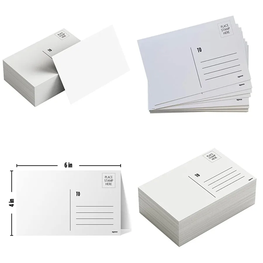 

Blank Postcards for Mailing. White 4x6 Blank Post Cards, Blank Mailable Postcards Set. Make Your Own Printable Postcards. 14pt