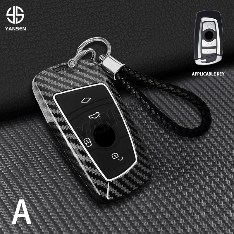 Carbon Fiber ABS Key Case Cover For BMW i5 i7 iX X6 X7 XM Key Accessories