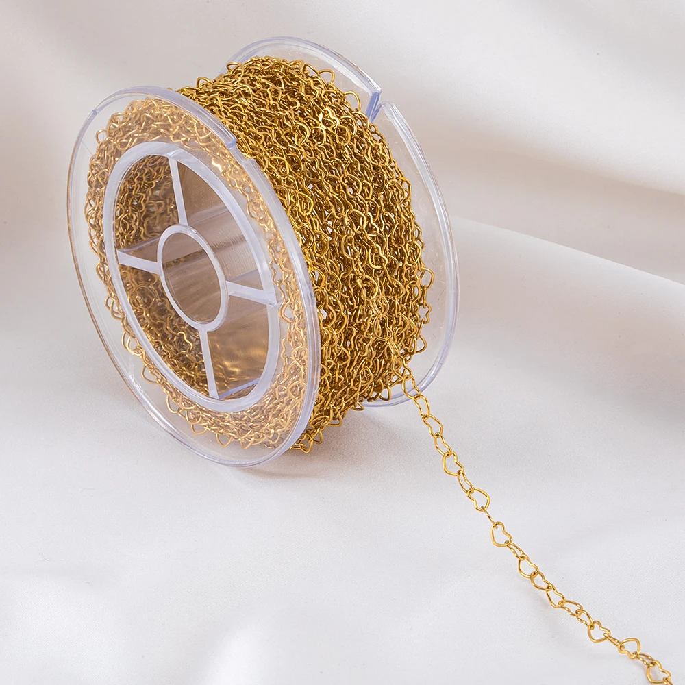 1 متر الفولاذ المقاوم للصدأ هندسية الجوف شقة الحب سلسلة DIY بها بنفسك زوجين هدية قلادة سوار صنع المجوهرات الملحقات #5