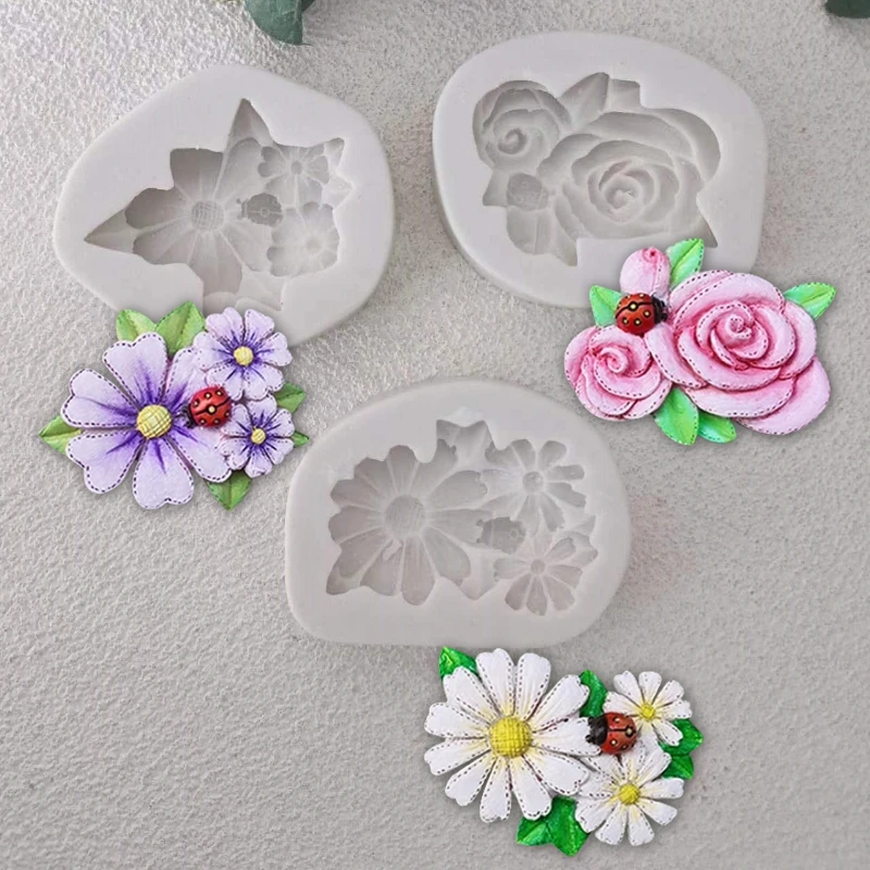 Daisy Chrysanthemum Plumeria Rose Flower Silicone Mold Cupcake Fondant Cake Decorating Tools DIY Chocolate Cookie Baking Moulds