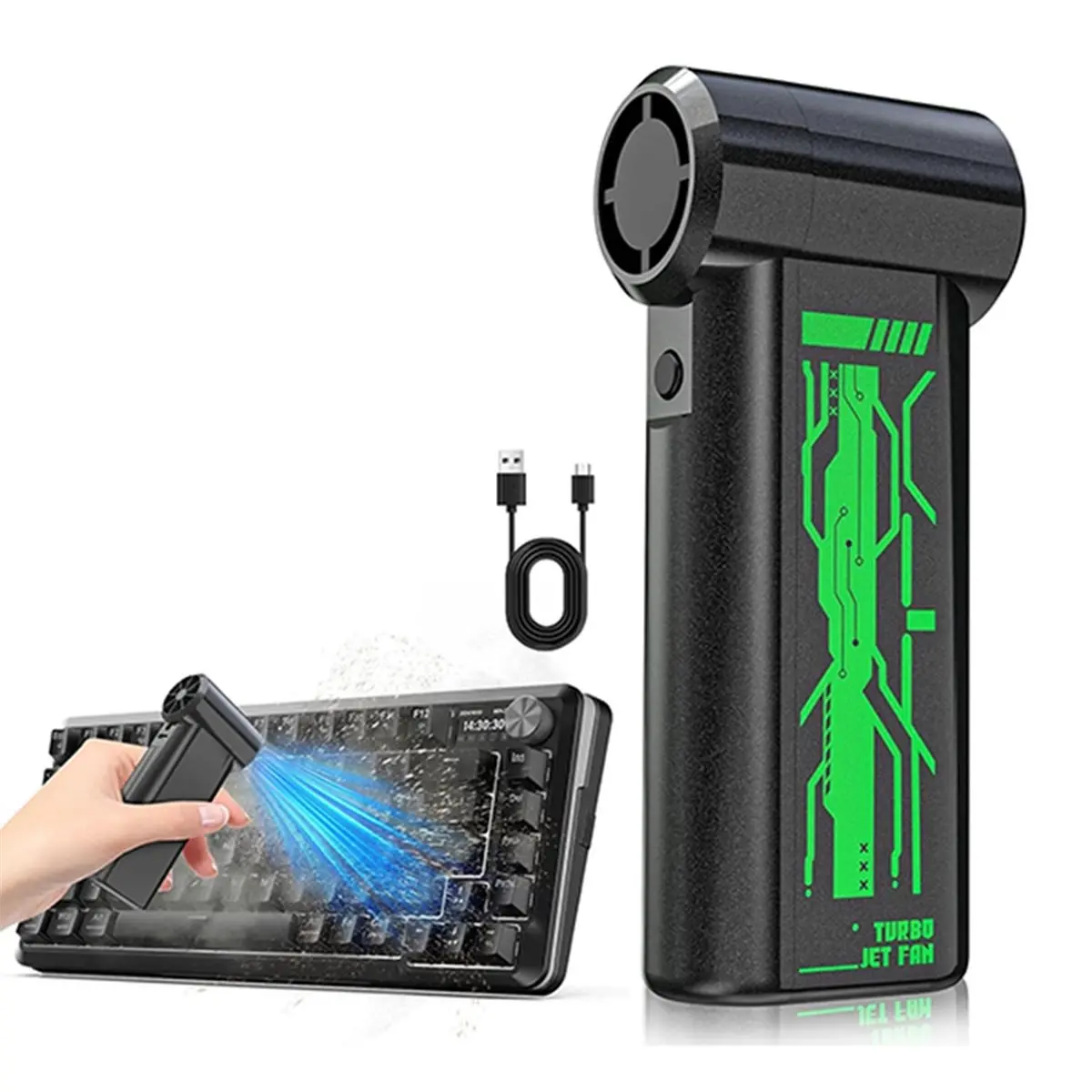 A86G NEW Compressed Air Duster 150000RPM Electric Turbo Fan, 4 Gear Cordless Air Blower for Computer, Keyboard, House, Car