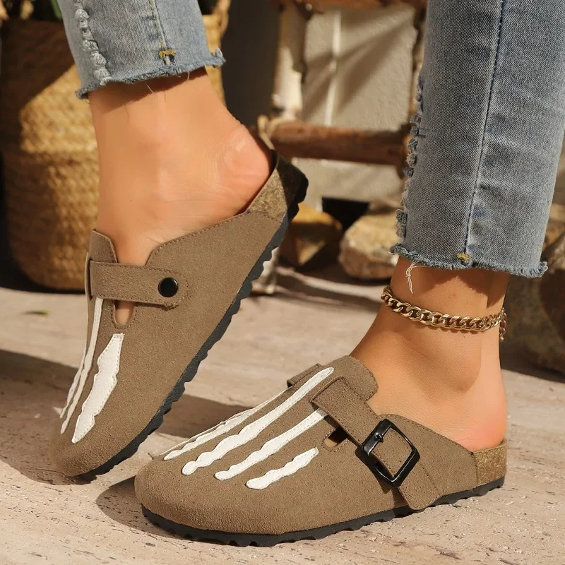 

2025 Brand Ladies Shoes Closed Toe Women's Slippers Fashion Outdoor Casual New Belt Buckle Plus Size Best Seller Flat Slippers
