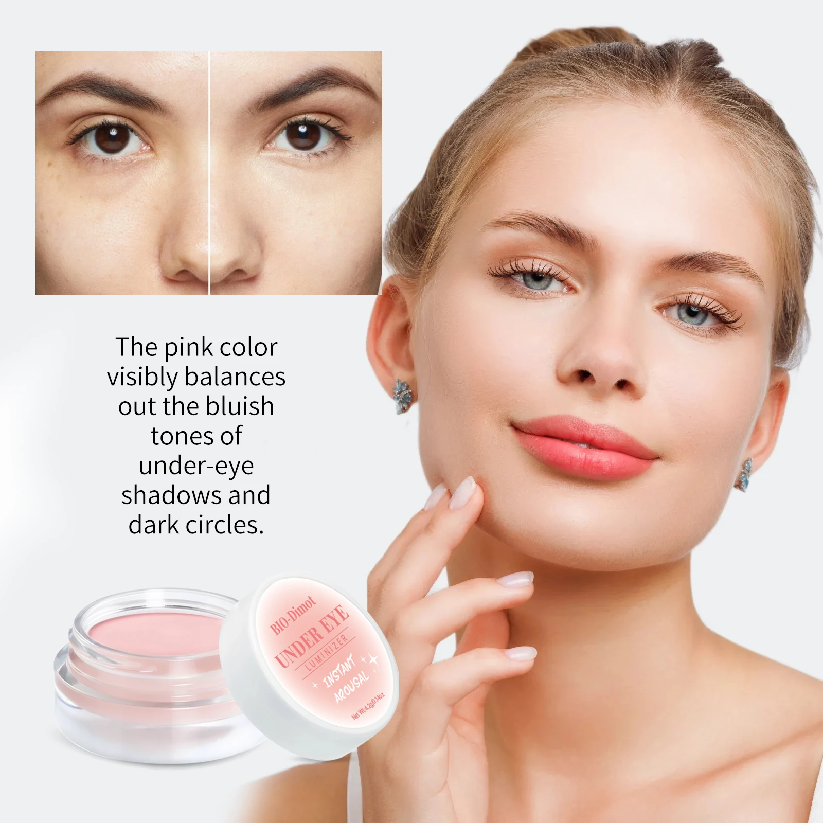 BIO-DIMOT Brightening Eye Cream 4.2g Color Correcting Concealer for Dark Circles, Hydrating with Hyaluronic Acid & Shea Butter