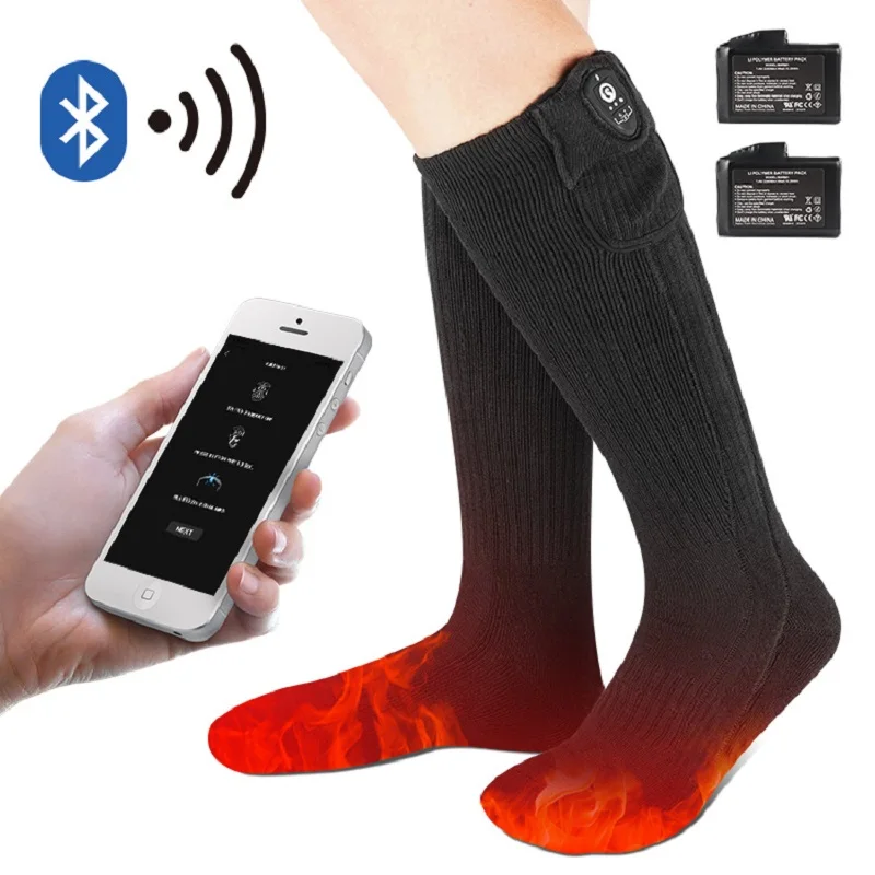 Electric Heated Socks Men Smart Temperature Control by Mobile Application Winter Thermal Sock Heat Stockings Woman Foot Warmer