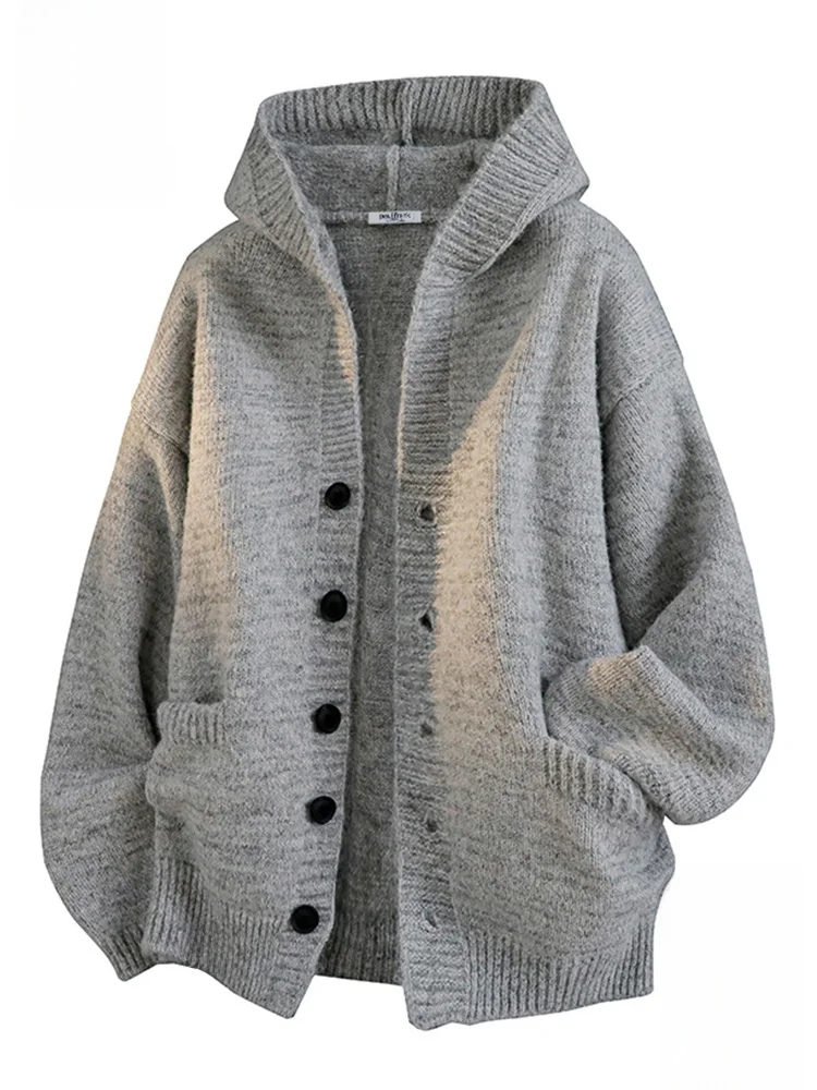 

PaulFrank Men's Knitted Hooded Open Cardigan Sweater Casual Loose Autumn Top Coat Polyester Nylon Wool Blend Warmth