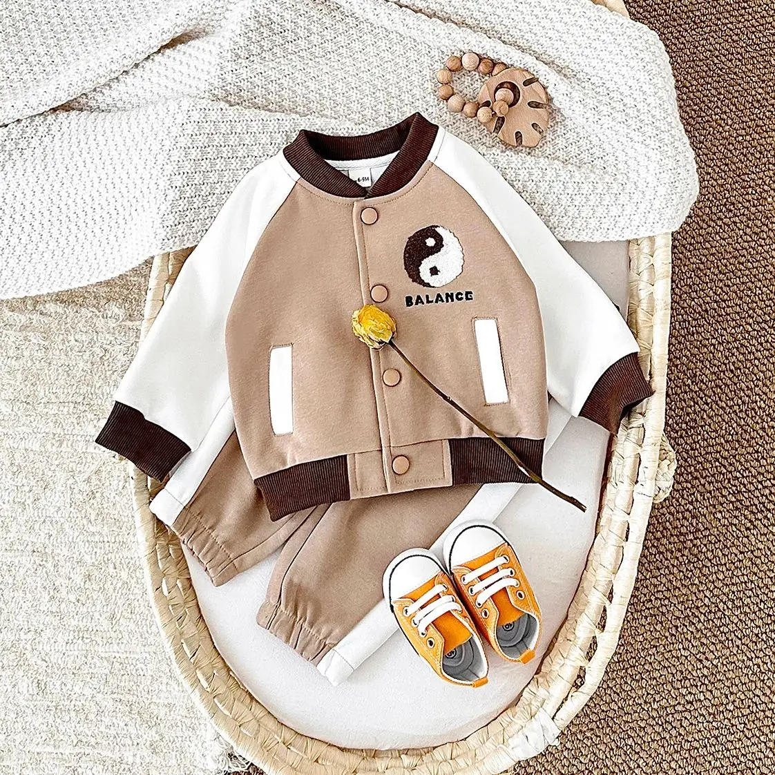 Baby Boys Clothes Autumn New Comfortable Long Sleeved Sports Baseball Jacket Top+Pants Set Chinese Style Elements Fashionable