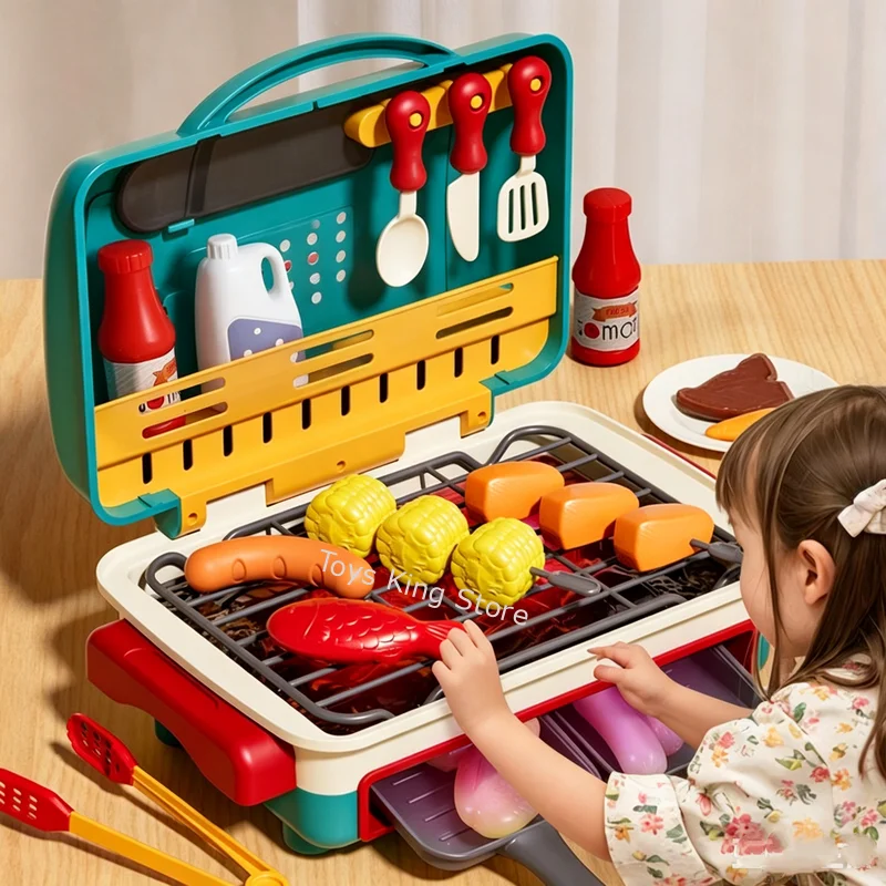 electric-barbecue-simulation-cooking-spray-oven-children-playing-house-kitchen-toys-grill-skewers-lights-music-food-color-change