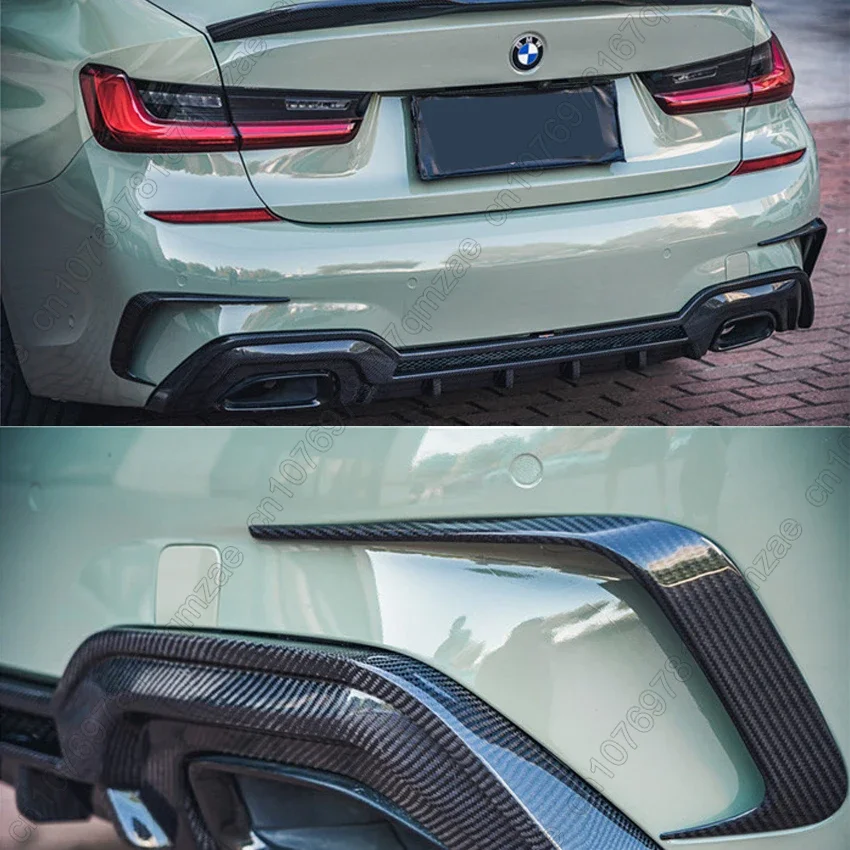 Rear Bumper Canard Splitter For BMW 3 Series G20 G28 M Sport 318i 320i 325i 330i 2019-2022 Fin Cover Side Wing Spoiler Sticker