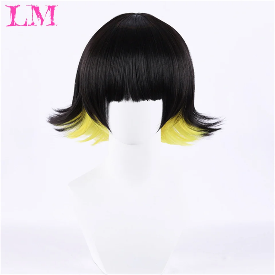 LM Fashion Men Short Wig Light Yellow Blonde Synthetic Wigs With Bangs For Male Women Boy Cosplay Costume Anime Halloween