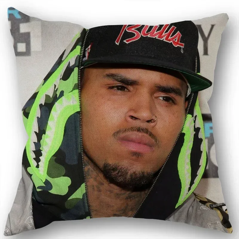 New Chris Brown Pillowcase Wedding Decorative Cotton Linen Pillow Case For Home Pillow Cover 45X45(One Sides)