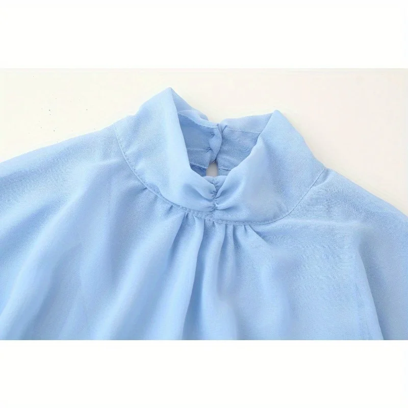 2025 الربيع والصيف النمط الأوروبي والأمريكي الجديد الوقوف طوق البوق كم عباءة نمط فستان ملابس الرقص