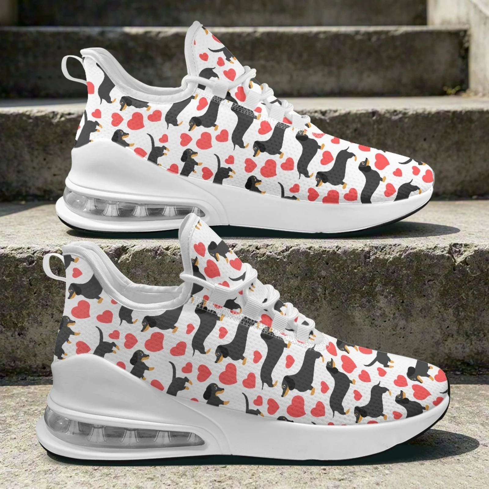 PENSTROLL Dachshund Red Heart Women's Casual Dress Shoes for Womens Mesh & EVA Casual Sports Sneakers Women's Road-Running-Shoes