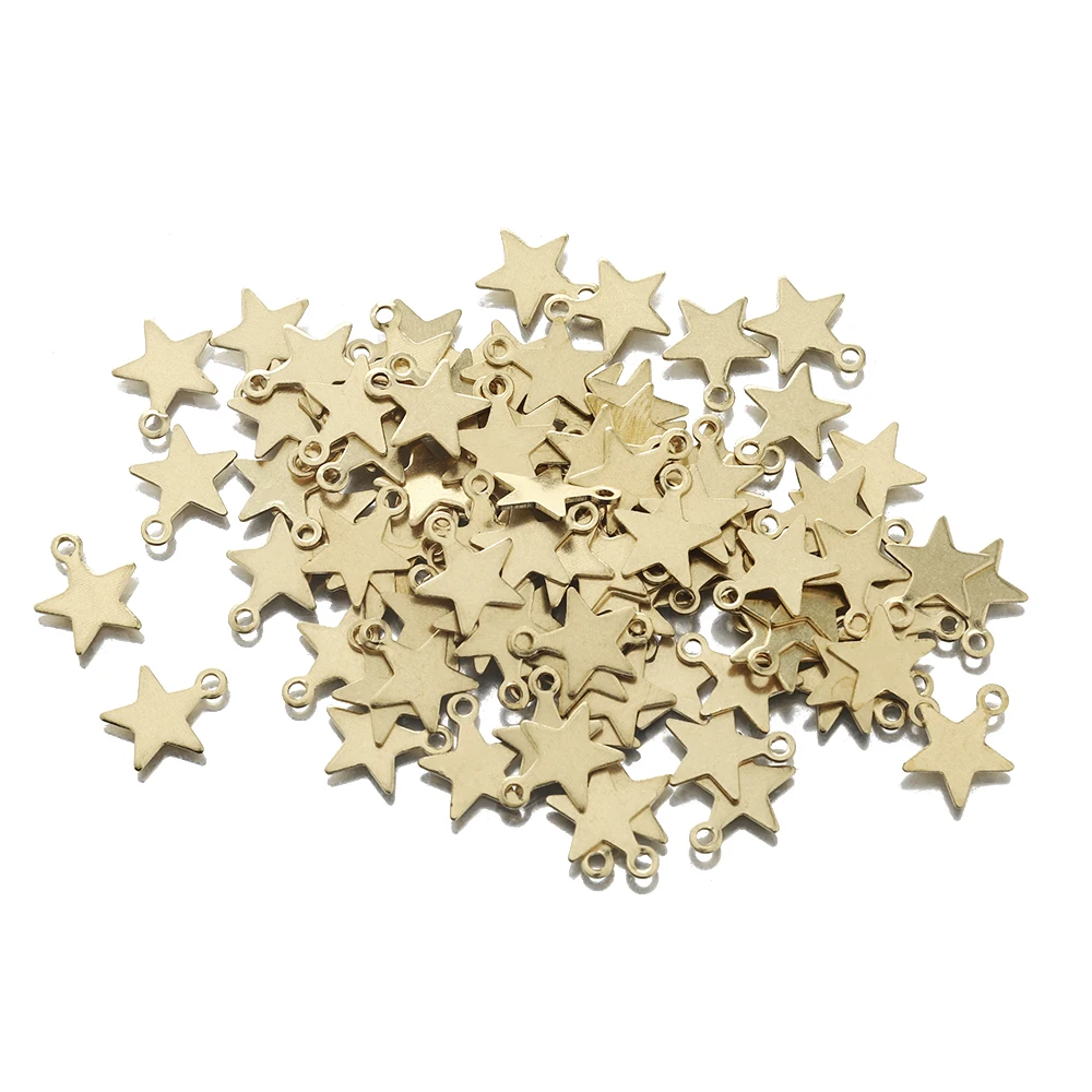 100Pcs Brass Smooth Star Charms Mini Pentagram Charms for Necklace Earring Bracelet Keychain Jewelry Making Christmas Decoration