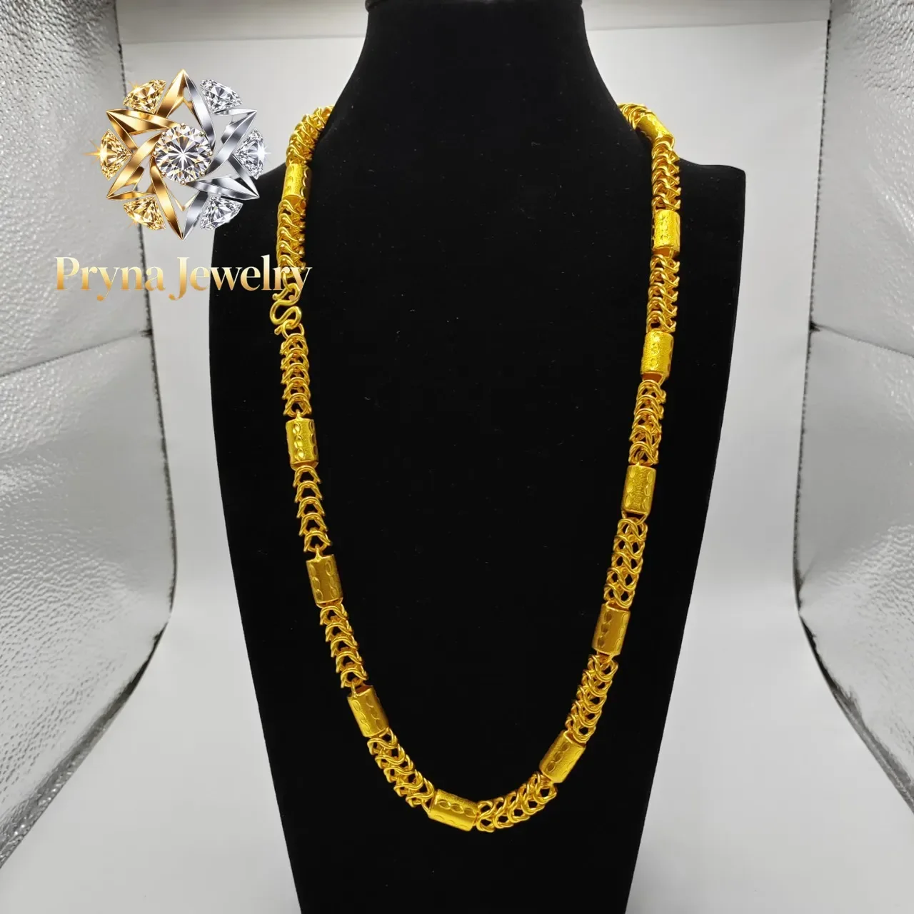 Pryna Jewelry  Luxurious 9999 24K real gold versatile dragon bone necklace fashionable men's and women's necklace gold jewelry