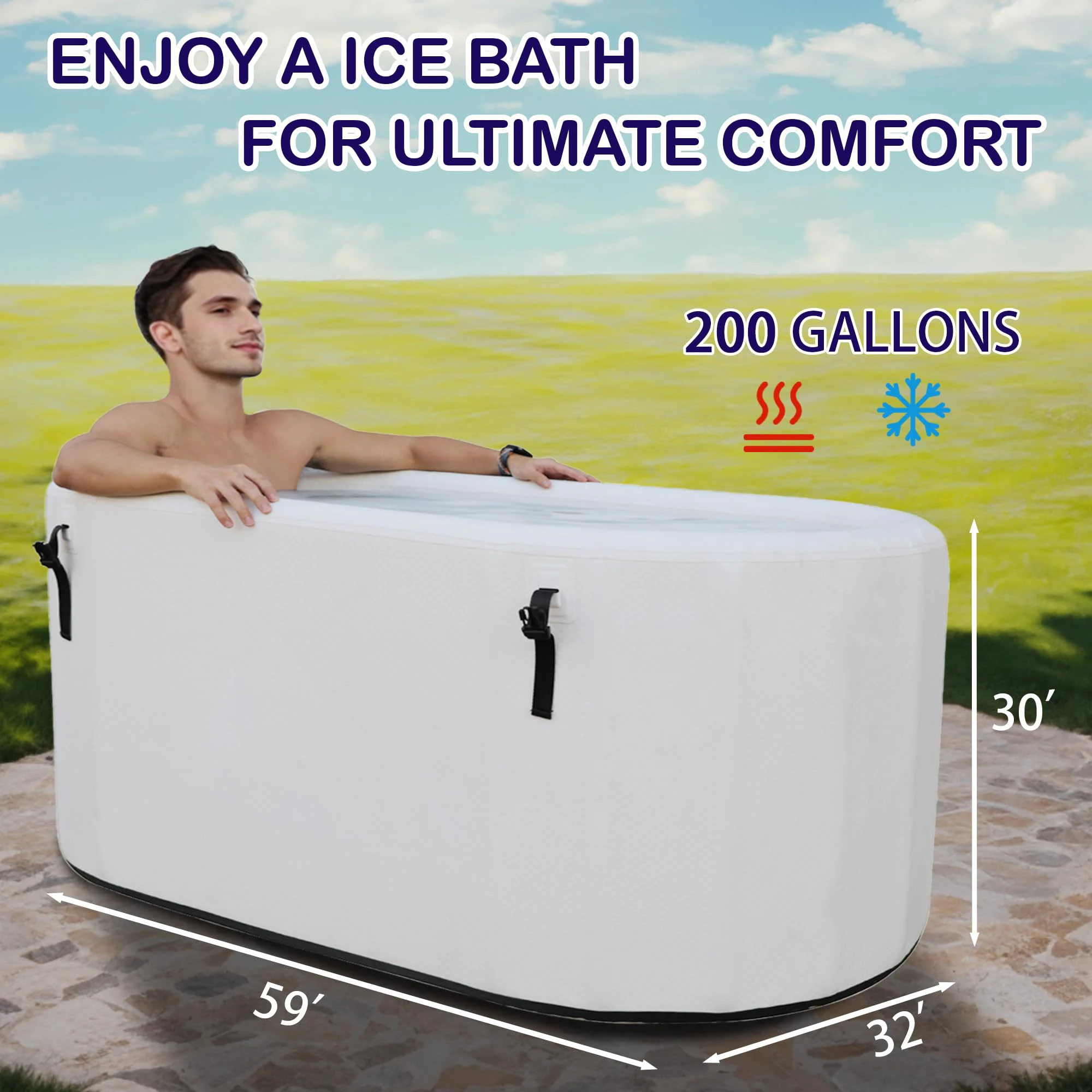 Portable Inflatable Bathtub for Adults, Foldable Cold Therapy Tub for Outdoor & Home Use