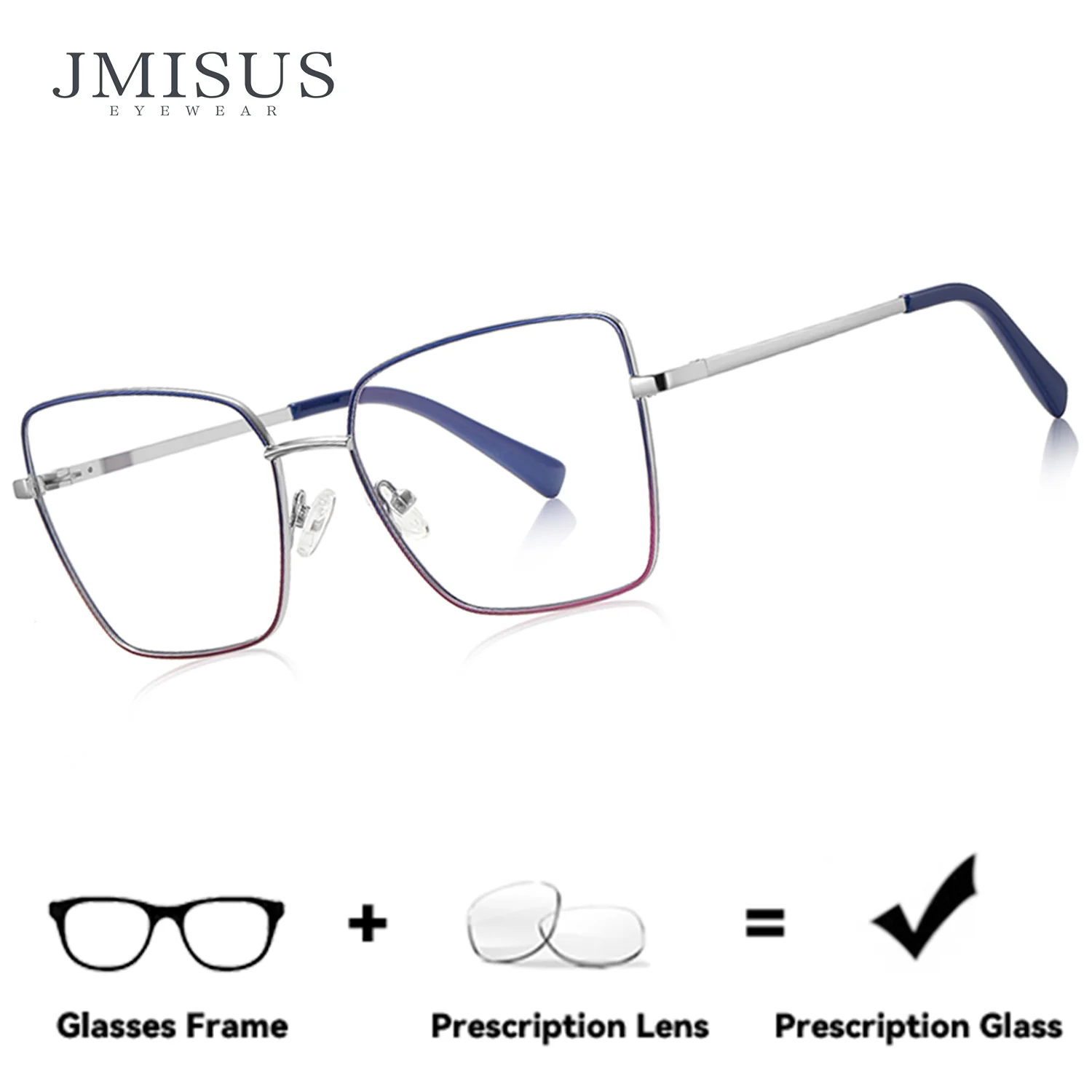 

JMISUS High-quality Titanium Alloy Square Prescription Glasses Women Blue Light Blocking Optical Eyeglasses