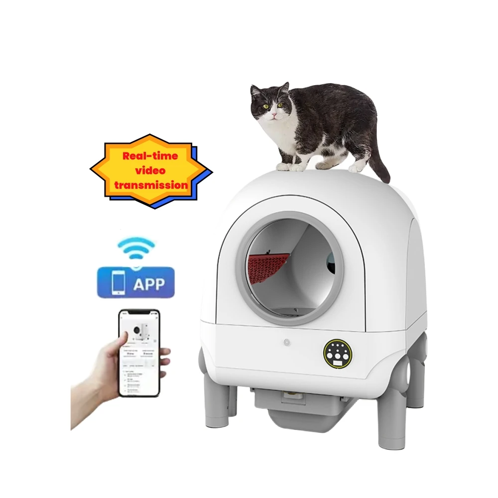 

Simple Operation Real-time Video/WIFI/ App Control Self-Cleaning Intelligent Cat Toilet Automatic Litter Box For Small Large Cat