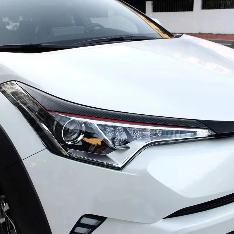 

FOR TOYOTA CHR C-HR 2017-2021 Carbon Fiber Style Car Front Headlight Lamp Moulding Trim Auto Exterior Accessories