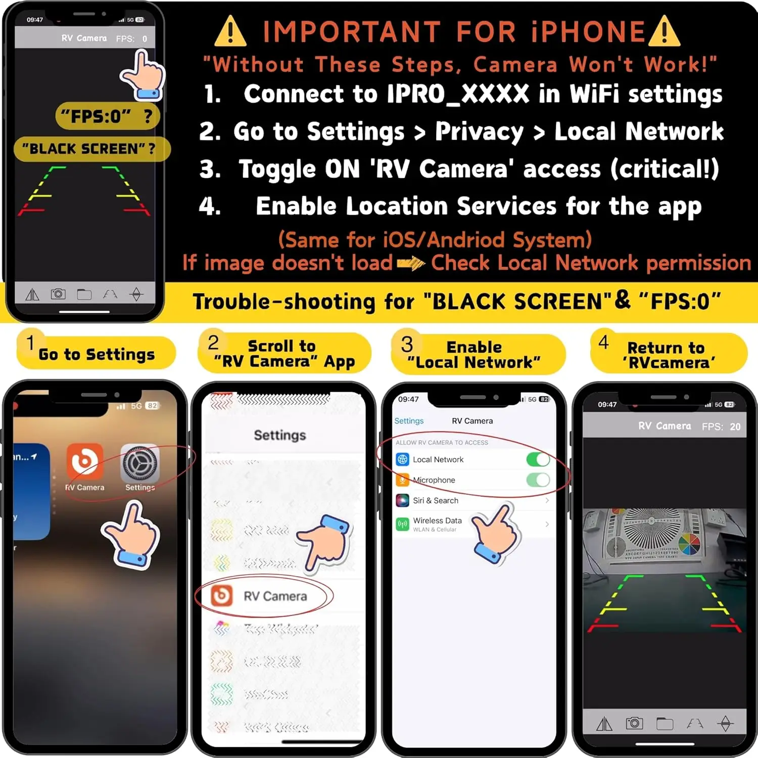 Wireless Hitch Camera with WiFi, Magnetic Mount, Night Vision for Trailers, RVs, Trucks - iPhone/Android Compatible
