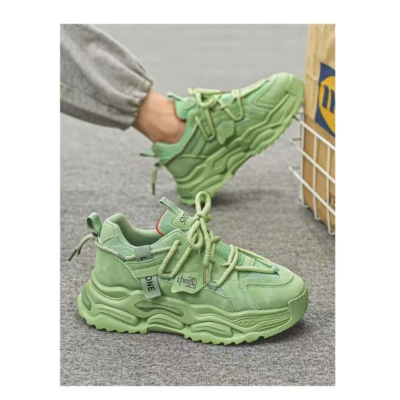 2026 New Men American-Style Y2K Dad Sneakers Mesh Breathable Thick-Sole Street-Vibe Korean-Look Sports Casual Sneakers