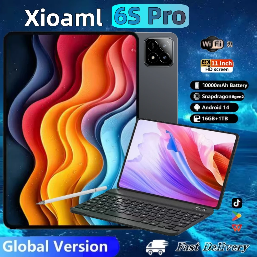 Xioaml 2025 Pad 6S PRo Global Version Orgin Tablet Android14 10.1Inch 16GB+1TB 5G WiFi Dual SIM Bluetooth Google Play Tablet PC