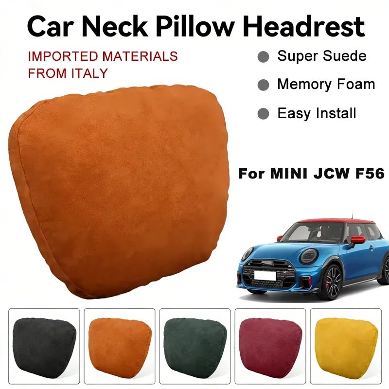 

Italy Suede Car Neck Rest Pillow For MINI JCW F56 Seat Head Neck Support Cushion Auto Interior Accessories