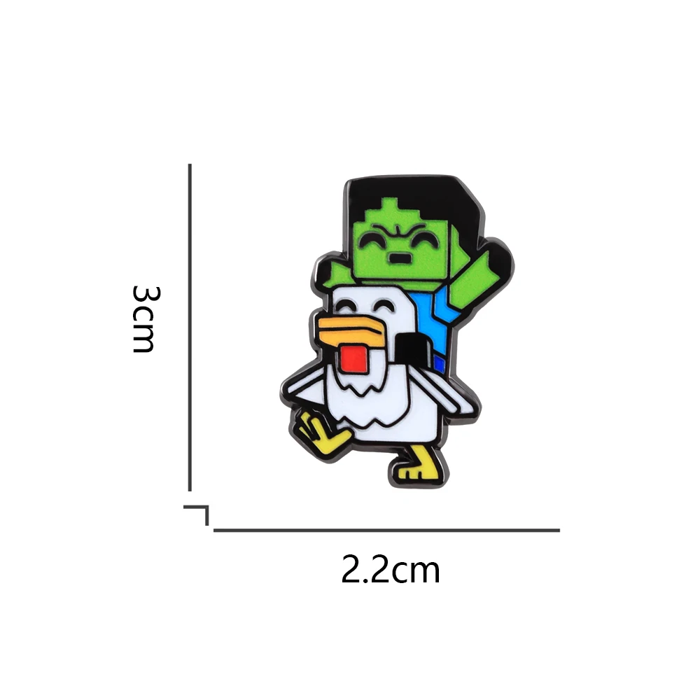 Cute Baby Zombie Chicken Jockey-Pixel Enamel Pin Sandbox Game Inspired Brooch Video Game Peripheral Funny Gamer Gift