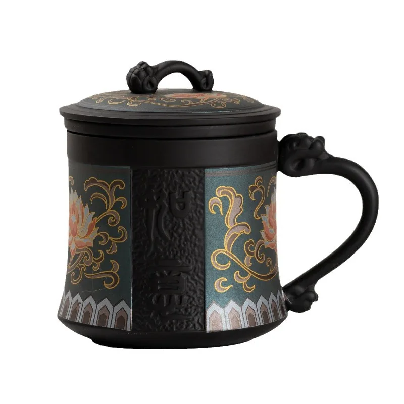 

Forbidden City merchandise purple sand blue Ruyi business office tea cup, souvenir tea separation