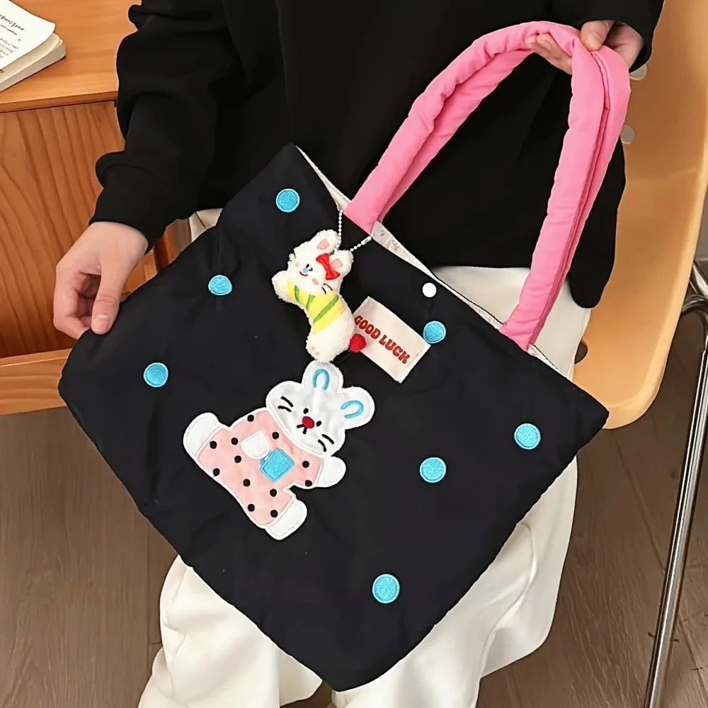 Damska torba na ramię o dużej pojemności, uniwersalna torba do pracy, urocza torba biurowa, miękka torba na zamek błyskawiczny, haftowana torba typu tote.