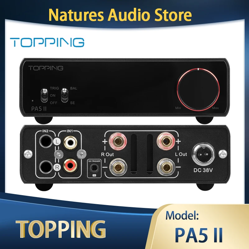 TOPPING PA5 II Desktop Power Amplifier PA5 II PLUS Speaker Power Amp 100W x 2 @4Ω Whith 140W x 2 @4Ω Output Power