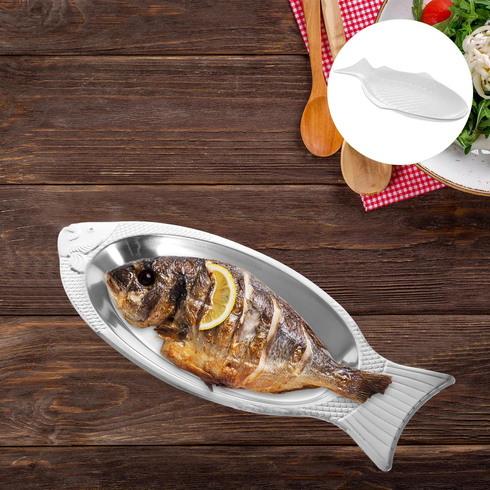 

1pc Magnetic Tray Stainless Steel Steamed Fish Shaped Serving Plate For Home Hotel Restaurant Kitchen Tableware Food