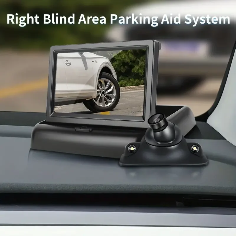 Foldable Car Parking Monitor 4.3 Inch Left and Right Side Monitoring System Rear View Right Blind Area Truck Vehicle Cars Camera