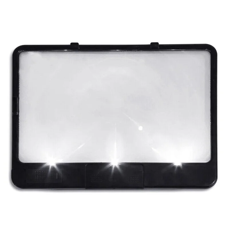 

ABZV-Candy AS-SEEN-ON-TV Full Page Book Magnifier and Light to See Pages 3X Bigger, Optical Grade, Anti-Glare Black