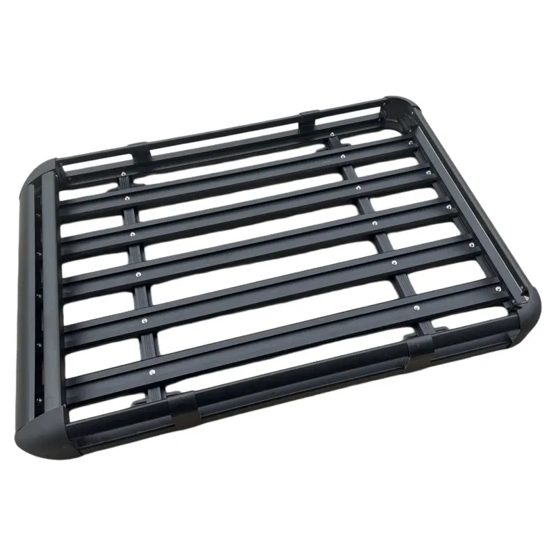 Universal Black Aluminum Alloy Car Roof Cargo Basket, Thickened Roof Luggage Rack Frame for Sedan SUV Auto Modification
