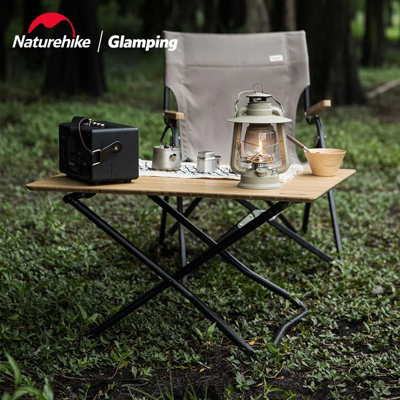 Naturehike Camping Folding Bamboo Table Outdoor Ultralight Picnic BBQ Tea Tables Hiking Camping Furniture Load capacity 30 kg